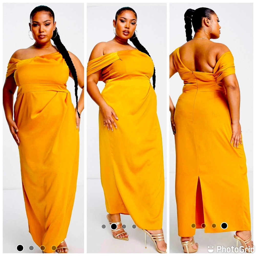 Plus size golden silk dress